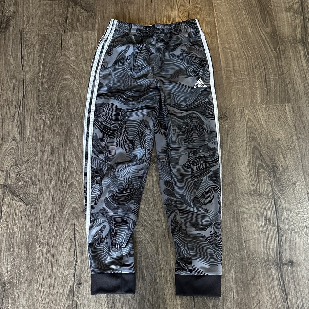 Adidas Black and Gray Swirl Track Pants